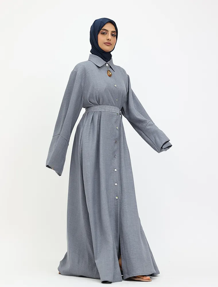Denim Linen Feel Collar Shirt